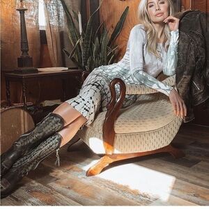 Young Fabulous & Broke Bennett Tie-Dye Long Sleeve ruched Waist Maxi Knit Dress